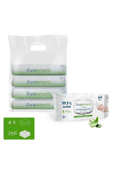 Purelements Aloe Natural 99.9% Water Wipes - 256pcs