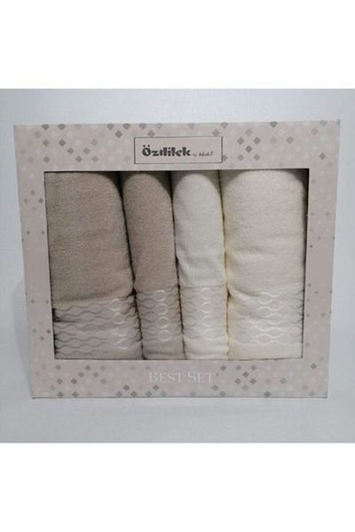 Özdilek Elissa Best Bath Set - Cream & Beige