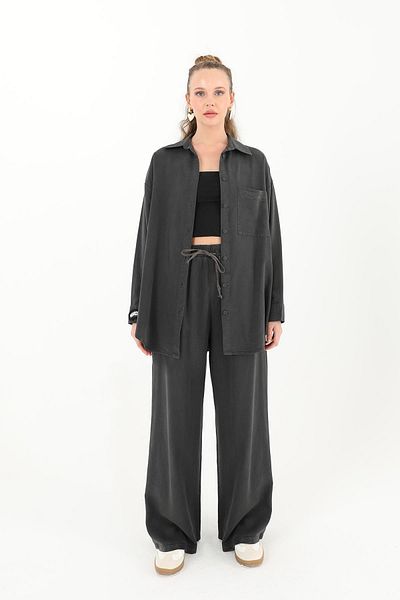 Soul Women's Two-Piece Set with Shirt and Trousers - 32024Tks - Antracite