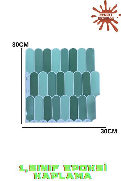 Renkli Duvarlar 30×30cm Πράσινο Εποξειδικό Πάνελ 3D - Αυτοκόλλητο Κάλυμμα Γραφείου Μπάνιου Κουζίνας