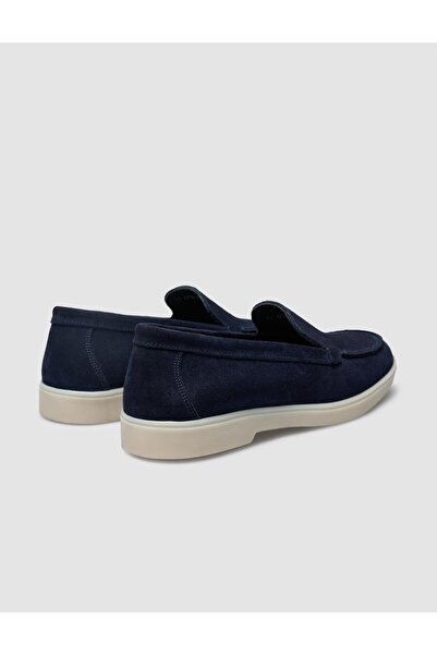Cabani MonaMae %100 Hakiki Deri Lacivert Süet Kadın Loafer