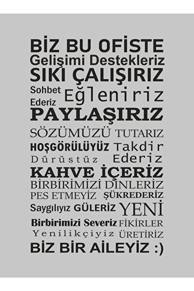 TRC TRAFİK 38x24 Cm Black Office Rules Decorative Wall Sticker