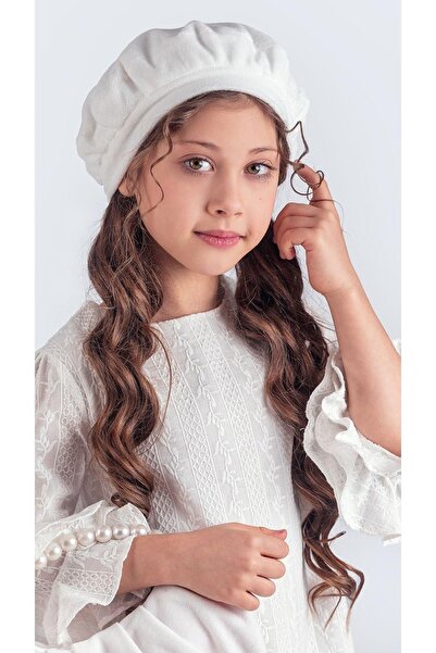 Mnk Baby&Kids Clarice Girls Γαλλικό Μπερέ Σετ - Τσάντα, Κάλτσες και Φόρεμα M00704 ΛΕΥΚΟ