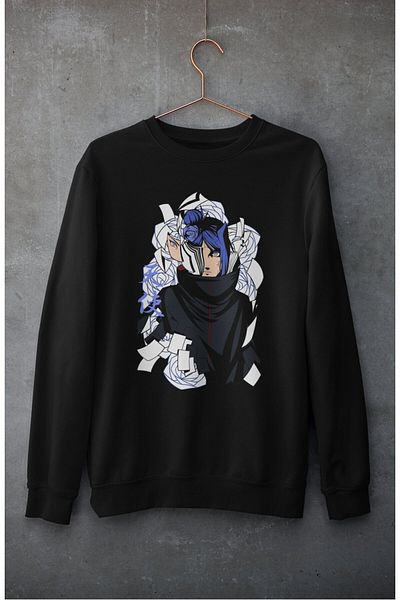 Fuddy Moda Oversize Akatsuki Konan Printed Hoodless Sweatshirt, Unisex Naruto Anime Crew Neck Sweatshirt