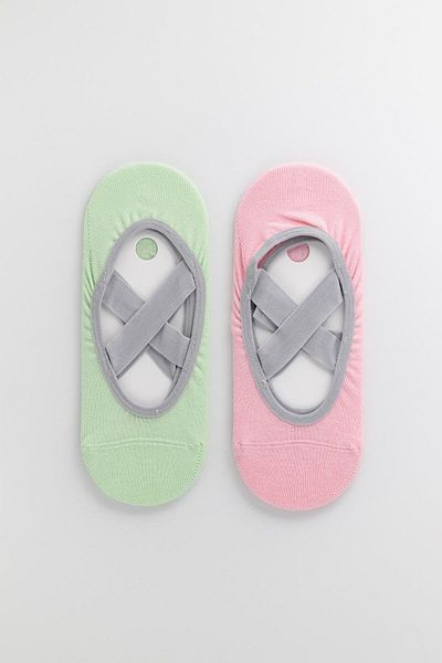 Katia&Bony Pachet de 2 șosete Asta Yoga / Pilates pentru femei, roz/verde deschis