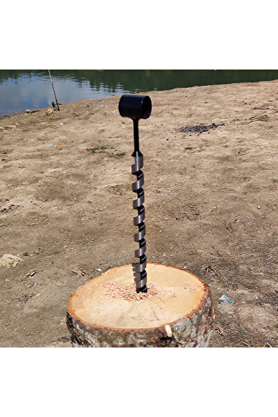 EL YAPIMI Bushcraft 50 Cm Extra Uzun Kamp El Matkabı Ahşap El Burgusu 24 Mm Delme Çapı Isveç Ocağı Yapım Aleti
