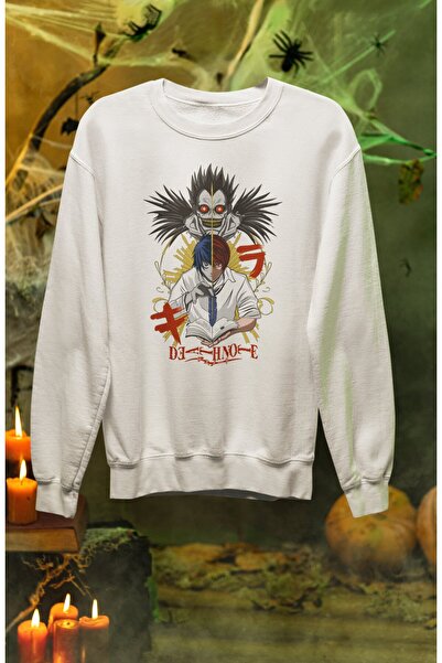 Fuddy Moda Оверсайз-светр без капюшона з принтом Ryuk і Yagami Light-L, унісекс, на тему аніме Death Note