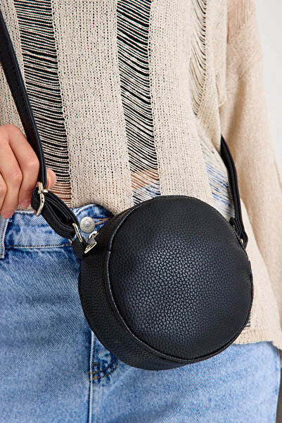 Simfa Premium Kadın Mini Siyah Deri Ayarlanabilir Çapraz Askılı Omuz Çantası