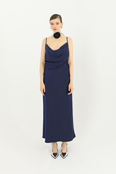 Soul Fusta lungă din satin pentru damă - 24S-31614ETK - bleumarin