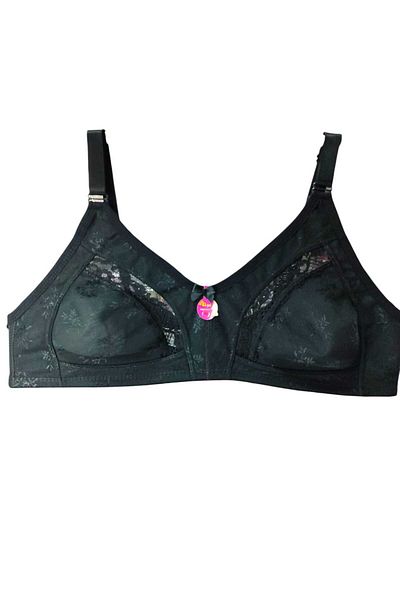 wear treasure Women's Plus Size Lace Detailed 3 Buckle Gathering Combed Cotton Supportless Wire Free Capless Mother's Bra