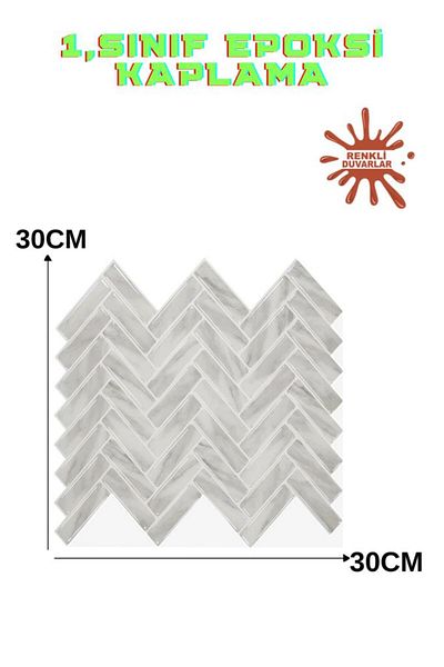 Renkli Duvarlar 30×30cm Gri Mozaic Epoxy - Panou de perete adeziv 3D, Bucătărie, Baie, Sufragerie, Pardoseală de birou