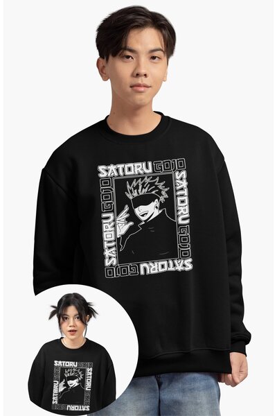 Fuddy Moda Oversize kroj Gojo Satoru Štampano Dukserica bez kapuljače, unisex...