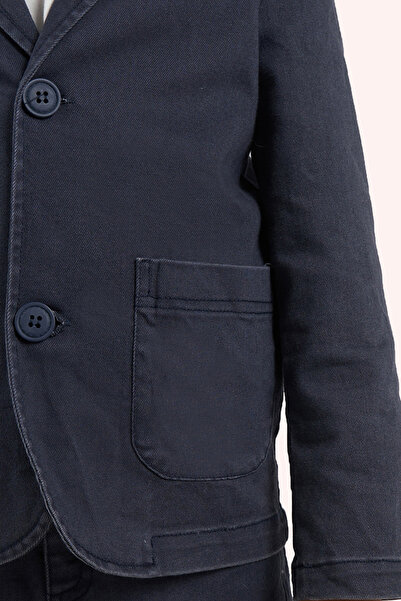 Panço Boy's Navy Blue Buttoned Jacket