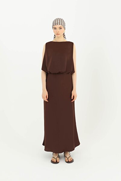 Soul Fusta lungă din satin pentru damă - 24S-31614ETK - maro