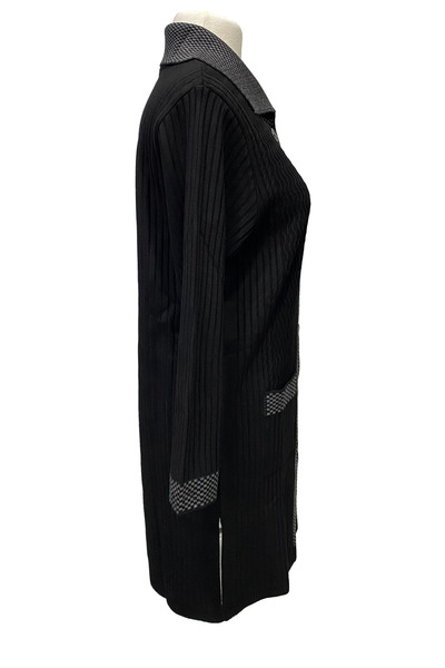 Giyinen Mağazaları Black Merve Turn-Down Collar Double Pocket Buttoned Intermediate Steel Knitted Cardigan