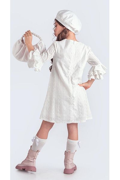 Mnk Baby&Kids Clarice Girls Γαλλικό Μπερέ Σετ - Τσάντα, Κάλτσες και Φόρεμα M00704 ΛΕΥΚΟ