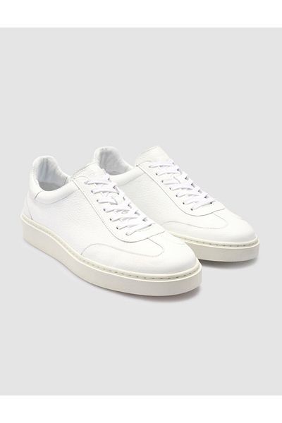 Cabani 100% Genuine Leather White Men's Sneakers