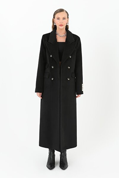 Soul Γυναικείο παλτό με λεπτομέρεια με κουμπιά - 31964KBN - Μαύρο