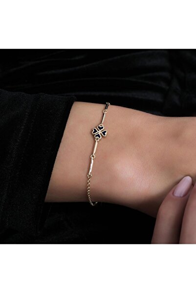 Tufanlar Kuyumculuk Altın Yeşil Mineli Yonca Bileklik