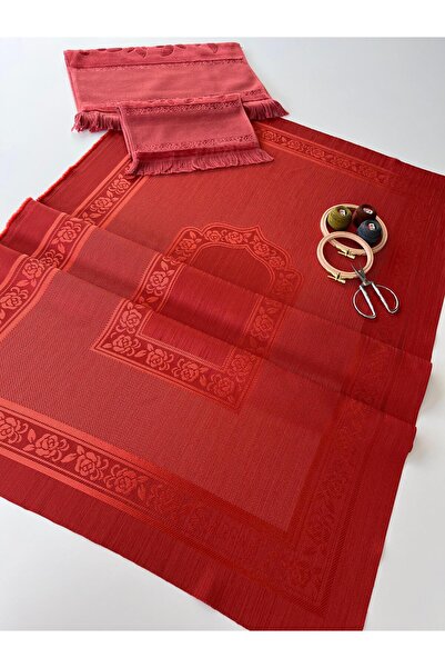 sarra Темний килимок для молитви, набір з 3 штук - з бахромою, цегляний