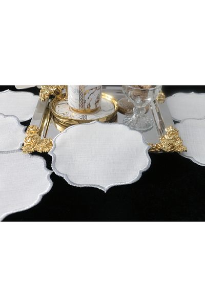 PLT Design 6-Piece Star Edge Detailed Linen Linen Coffee Side Cocktail Presentation Napkin