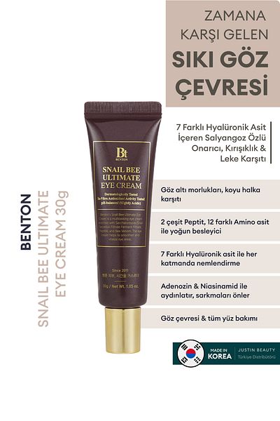 Benton Eye Cream with Dark Circles, Dark Circles, Under-Eye Bags Anti-Wrinkle Snail Extract 30g