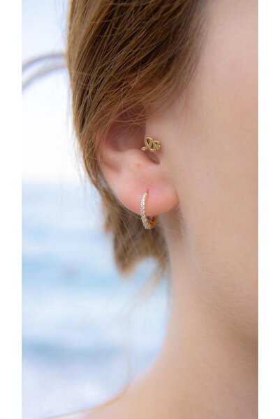 Tufanlar Kuyumculuk Taşlı Halka Küpe Çap 1.1 Cm