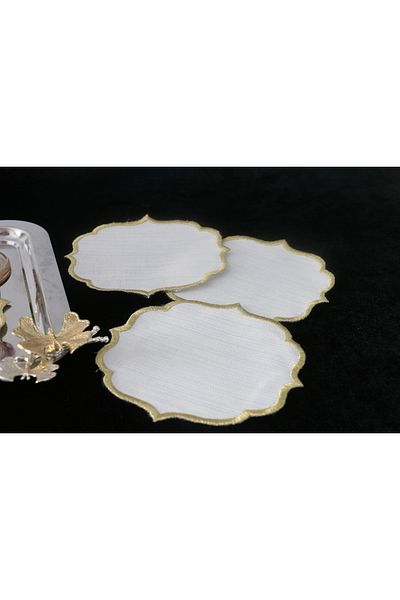 PLT Design 6-Piece Star Edge Detailed Linen Linen Coffee Side Cocktail Presentation Napkin