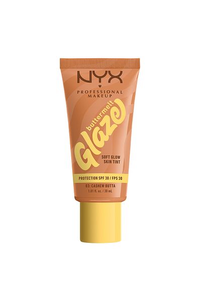 NYX Professional Makeup Buttermelt Glaze Soft Glow Skin Tint + SPF/FPS 30,12h Wear,Cashew Butta
