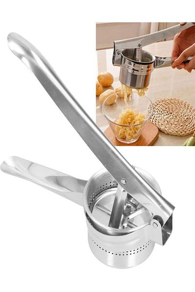 HerŞey Marketing Potato Masher - Potato Puree Maker - Stainless Steel Puree Making Maneul Fruit Boring for Baby