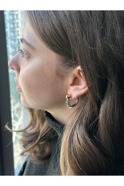 Serenity Atelier New Season Gold Ball Detailed Coco Hoop Detailed Earrings