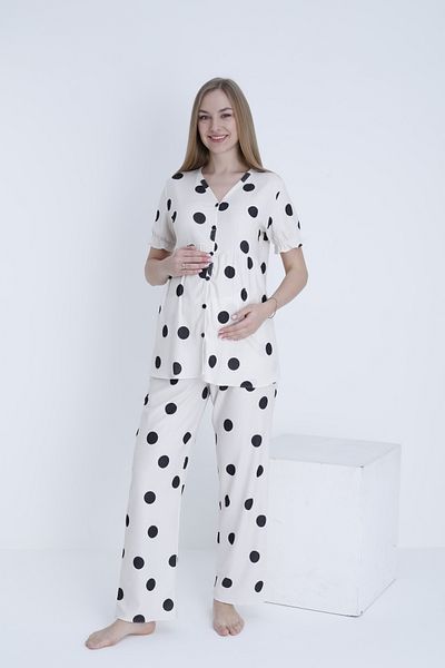 Miss Dünya Lissa Front Button V Neck Wrapped Fabric Adjustable Waist Maternity and Maternity Pajamas Set