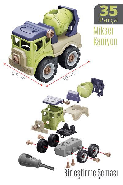 SmartFox Toy Construction Machine Mixer Truck - Socket 35 Pieces
