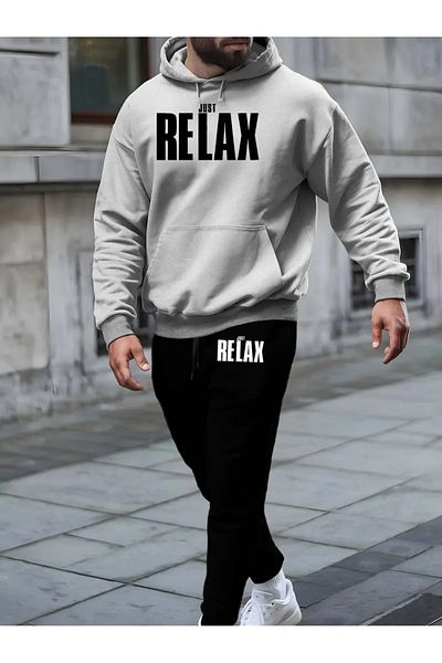 LAND MODA Unisex Black Hooded Tracksuit Set