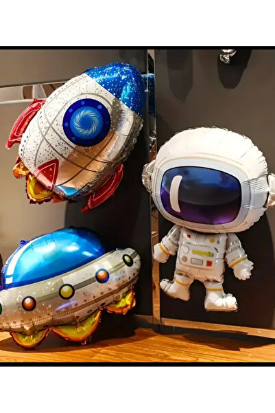 Çemrek Süs Parti Space Themed Foil Balloon Set - Astronaut Missile and Ufo