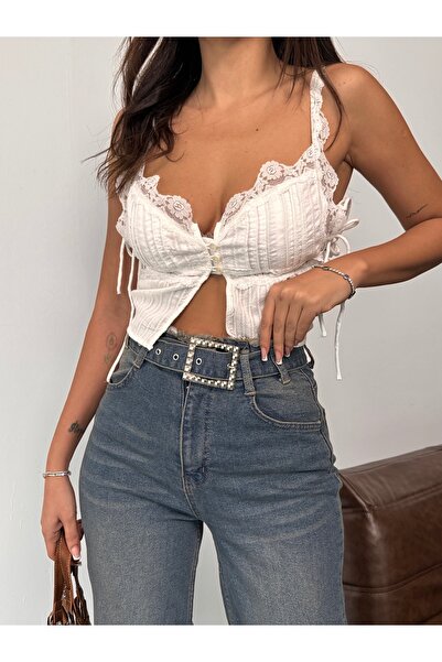 Swet Shop Jeans Magas derekú Vintage bojt lábszár övvel női Palazzo Jean