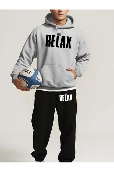 LAND MODA Unisex Black Hooded Tracksuit Set