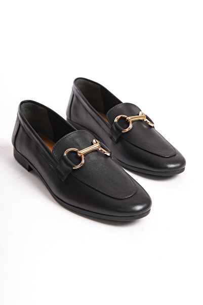 GRADA Balerini eleganți pentru femei, cu cataramă, din piele naturală neagră,...