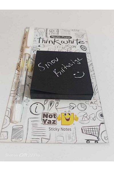NotYaz Think White Black Adhesive Note Paper / White Pen