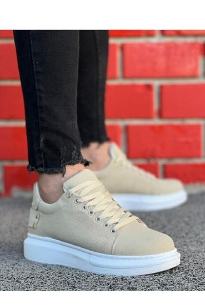 WEBORN Ανδρικά Suede Beige Sports Casual Παπούτσια Λευκή σόλα με κορδόνια