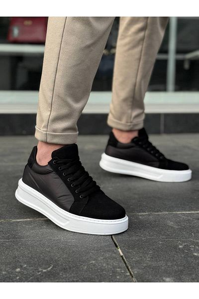 BOA Kb-046 Black Parachute White High Sole Casual Sneakers
