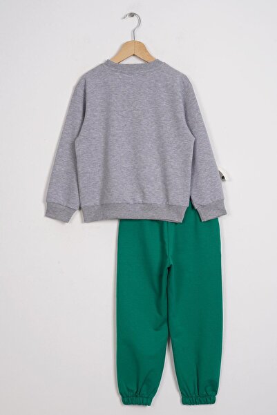zepkids Bisiklet Yaka Uzun Kol Ayı Baskılı Gri Benetton Renk Erkek Çocuk Esofman Takım