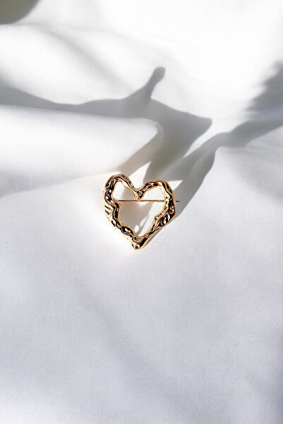 Trend aksesuar Metal Gold Kalp Broş