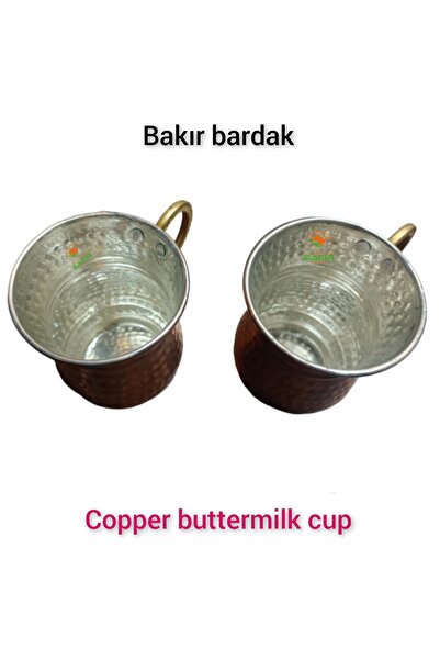 SAFİR ÇAY KAZANLARI 6 Pieces Set Ottoman Culture Water Cup - Copper Ayran Cup, Tinned Copper Cup Hand Embroidered