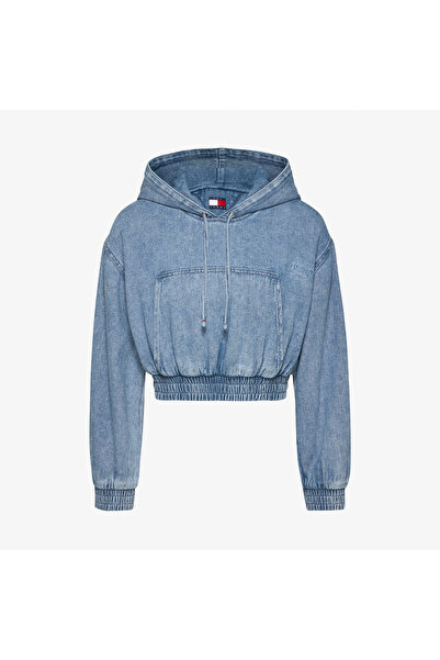 Tommy Hilfiger Tjw Denim Cropped Kadın Mavi Hoodie