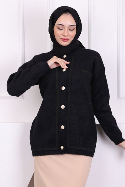 İmajButik Μαύρη ζακέτα με κουμπιά Angora