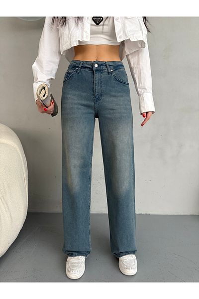 alanora Blugi Palazzo vintage cu talie înaltă pentru femei