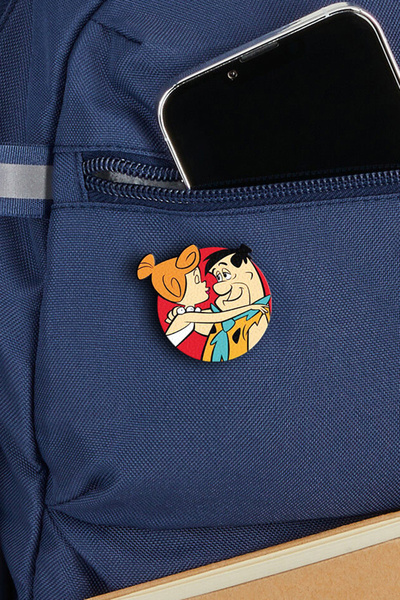 Rozzy Lab Fred & Vilma Çakmaktaş Pin - Rozet - Ahşap - Broş - Yaka Çanta Aksesuar