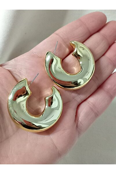 mos&more Gold Halka Marka Orta Boy Kadın Küpe