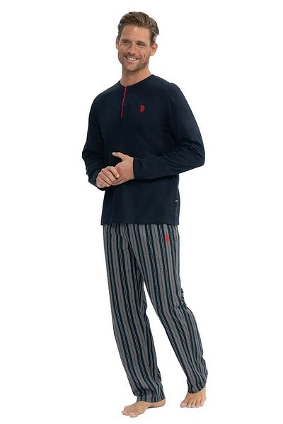 U.S. Polo Assn. Η.Π.Α. Polo Assn. Ανδρικές πιτζάμες 18843 - Μακρύ μανίκι και γιακά με κουμπιά, Navy